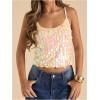 image:imageSOLY HUX Womens Sparkly Sequin Tops Spaghetti Strap Scoop Neck Summer Camisole Going Out Party Club TopPlain Apricot
