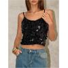 image:imageSOLY HUX Womens Sparkly Sequin Tops Spaghetti Strap Scoop Neck Summer Camisole Going Out Party Club TopPlain Black