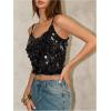 image:imageSOLY HUX Womens Sparkly Sequin Tops Spaghetti Strap Scoop Neck Summer Camisole Going Out Party Club TopPlain Black