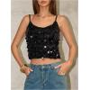 image:imageSOLY HUX Womens Sparkly Sequin Tops Spaghetti Strap Scoop Neck Summer Camisole Going Out Party Club TopPlain Black
