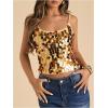 image:imageSOLY HUX Womens Sparkly Sequin Tops Spaghetti Strap Scoop Neck Summer Camisole Going Out Party Club TopPlain Gold