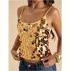 image:imageSOLY HUX Womens Sparkly Sequin Tops Spaghetti Strap Scoop Neck Summer Camisole Going Out Party Club TopPlain Gold