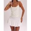image:imageSOLY HUX Womens Sparkly Sequin Tops Spaghetti Strap Scoop Neck Summer Camisole Going Out Party Club TopPlain White