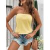 image:imageSOLY HUX Womens Strapless Bandeau Tank Top Casual Summer Sleeveless Eyelet Tube TopsPlain Yellow