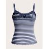 image:imageSOLY HUX Womens Striped Lace Trim Cami Crop Top Button Front Spaghetti Strap Y2k TopsBlue Striped