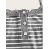 image:imageSOLY HUX Womens Striped Lace Trim Cami Crop Top Button Front Spaghetti Strap Y2k TopsGrey Striped