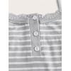image:imageSOLY HUX Womens Striped Lace Trim Cami Crop Top Button Front Spaghetti Strap Y2k TopsGrey and White Striped