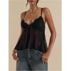 image:imageSOLY HUX Womens Summer Lace Cami Tops Deep V Neck Spaghetti Strap Sheer Peplum Camisole TopPlain Black