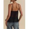 image:imageSOLY HUX Womens Summer Lace Cami Tops Deep V Neck Spaghetti Strap Sheer Peplum Camisole TopPlain Black