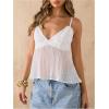 image:imageSOLY HUX Womens Summer Lace Cami Tops Deep V Neck Spaghetti Strap Sheer Peplum Camisole TopPure White