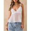 image:imageSOLY HUX Womens Summer Lace Cami Tops Deep V Neck Spaghetti Strap Sheer Peplum Camisole TopPure White