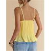 image:imageSOLY HUX Womens Summer Lace Cami Tops Deep V Neck Spaghetti Strap Sheer Peplum Camisole TopPure Yellow