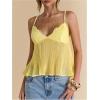image:imageSOLY HUX Womens Summer Lace Cami Tops Deep V Neck Spaghetti Strap Sheer Peplum Camisole TopPure Yellow