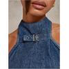 image:imageSOLY HUX Womens Summer Tank Tops Mock Neck Sleeveless Asymmetrical Hem Casual Going Out TopPlain Blue