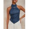 image:imageSOLY HUX Womens Summer Tank Tops Mock Neck Sleeveless Asymmetrical Hem Casual Going Out TopPlain Blue