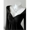 image:imageSOLY HUX Womens Twist Front Peplum Tops Long Sleeve Sweetheart Neck Tee Ruffle Hem T ShirtPure Black