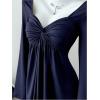 image:imageSOLY HUX Womens Twist Front Peplum Tops Long Sleeve Sweetheart Neck Tee Ruffle Hem T ShirtPure Dark Blue