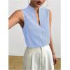 image:imageSOLY HUX Womens Work Outfits V Neck Sleeveless Blouses Summer Casual Tank Tops Business Office Dressy Striped ShirtsBlue Gingham