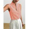 image:imageSOLY HUX Womens Work Outfits V Neck Sleeveless Blouses Summer Casual Tank Tops Business Office Dressy Striped ShirtsOrange Gingham