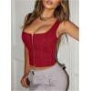 image:imageSOLY HUX Womens Y2K Vintage Strapless Overbust Corset Top Corset Boned LaceUp Back Bodyshaper Crop Bandeau TopPlain Red