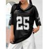 image:imageSOLY HUX Womens Y2k Baggy TShirts V Neck Half Sleeve Sportswear Tees Jersey Top StreetwearBlack Letter