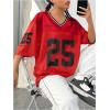 image:imageSOLY HUX Womens Y2k Baggy TShirts V Neck Half Sleeve Sportswear Tees Jersey Top StreetwearRed Number