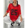 image:imageSOLY HUX Womens Y2k Baggy TShirts V Neck Half Sleeve Sportswear Tees Jersey Top StreetwearRed Number