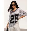 image:imageSOLY HUX Womens Y2k Baggy TShirts V Neck Half Sleeve Sportswear Tees Jersey Top StreetwearSilver Letter