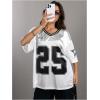 image:imageSOLY HUX Womens Y2k Baggy TShirts V Neck Half Sleeve Sportswear Tees Jersey Top StreetwearWhite Number