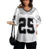 image:imageSOLY HUX Womens Y2k Baggy TShirts V Neck Half Sleeve Sportswear Tees Jersey Top StreetwearWhite Number