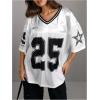 image:imageSOLY HUX Womens Y2k Baggy TShirts V Neck Half Sleeve Sportswear Tees Jersey Top StreetwearWhite Number