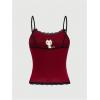 image:imageSOLY HUX Womens Y2k Lace Striped Cami Crop Tops Spaghetti Strap Cat Embroidery CamisoleBurgundy Cat