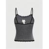 image:imageSOLY HUX Womens Y2k Lace Striped Cami Crop Tops Spaghetti Strap Cat Embroidery CamisoleDark Grey Cat