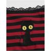 image:imageSOLY HUX Womens Y2k Lace Striped Cami Crop Tops Spaghetti Strap Cat Embroidery CamisoleRed and Black Striped