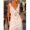 image:imageSOLY HUX Womens Y2k Lace Trim Open Tie Front Tank Top V Neck Sleeveless TopsPure White