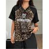 image:imageSOLY HUX Womens Y2k Leopard Number Graphic Oversized Tops Football Jersey Shirts StreetwearBlack Multi