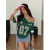 image:imageSOLY HUX Womens Y2k Leopard Number Graphic Oversized Tops Football Jersey Shirts StreetwearGreen Graphic