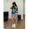 image:imageSOLY HUX Womens Y2k Leopard Number Graphic Oversized Tops Football Jersey Shirts StreetwearGreen Graphic