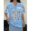 image:imageSOLY HUX Womens Y2k Leopard Number Graphic Oversized Tops Football Jersey Shirts StreetwearLight Blue 01