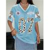 image:imageSOLY HUX Womens Y2k Leopard Number Graphic Oversized Tops Football Jersey Shirts StreetwearLight Blue