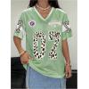 image:imageSOLY HUX Womens Y2k Leopard Number Graphic Oversized Tops Football Jersey Shirts StreetwearMint Green