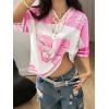 image:imageSOLY HUX Womens Y2k Leopard Number Graphic Oversized Tops Football Jersey Shirts StreetwearWhite Pink