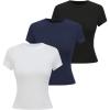 image:imageSOLY HUX Womens 3 Pack T Shirt Crew Neck Short Sleeve Tee Slim Fitted Casual Summer Basic TopsMulticolor