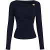 image:imageSOLY HUX Womens Asymmetrical Neck Long Sleeve T Shirt Ruched Slim Fitted Tee Fall Going Out TopsPure Dark Blue