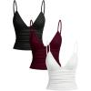 image:imageSOLY HUX Womens Deep V Neck Spaghetti Strap Crop Top 3 Packs Camisole Summer Layer Cami ShirtsBlack Burgundy White