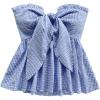 image:imageSOLY HUX Womens Frill Trim Tie Front Tube Top Sleeveless Strapless Ruffle Summer TopsBlue and White
