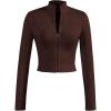 image:imageSOLY HUX Womens Full Zip Workout Running Crop Tops Athletic Jacket Long Sleeve Yoga Cropped Tee ShirtsRust Brown