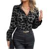 image:imageSOLY HUX Womens Leopard Button Down Shirt Cheetah Print Collared Long Sleeve Casual Work Tops BlouseBlack Grey Leopard