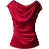 image:imageSOLY HUX Womens Satin Blouse Ruched Cowl Neck Elegant Shirt Summer Tops Work Office OutfitsSolid Red