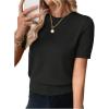 image:imageSOLY HUX Womens Short Sleeve Sweater Crew Neck Dressy Casual Knit TopsPure Black